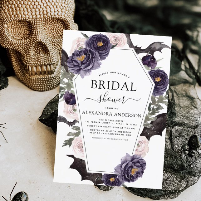 Invitación Caída de otoño púrpura en Halloween Bridal Shower (Subido por el creador)