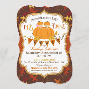 Invitación Caída de pequeños gemelos de calabaza deja Baby Sh