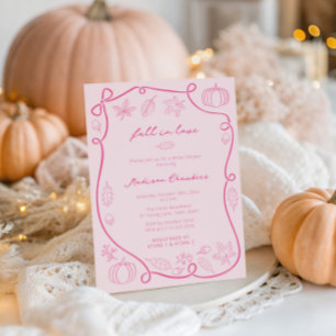 Invitación Caída De Rosado Caliente De Mano En Amor Ducha De 