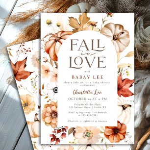 Invitación Caída de Taupe en el amor Baby Shower de calabaza 