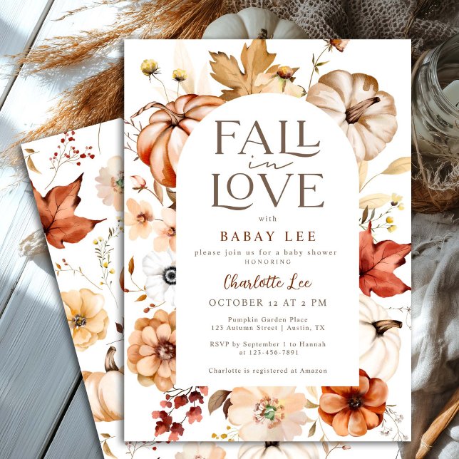 Invitación Caída de Taupe en el amor Baby Shower de calabaza  (Subido por el creador)