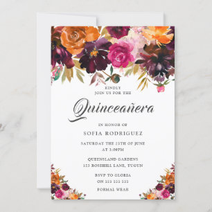 Invitación Caída de verano de borgoña Caída de flores Quincea