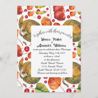 Invitación Caída deja a un elegante Boda de calabaza ruso