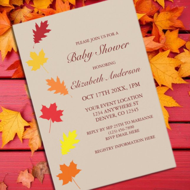 Invitación Caída deja Baby Shower (Subido por el creador)