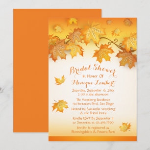Invitación Caída deja Naranja a dueña de novia otoño rústico