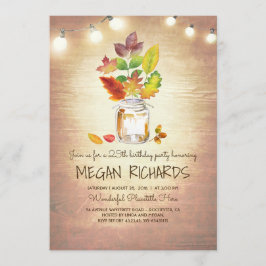 Invitación Caída deja partido de cumpleaños ruso Mason Jar