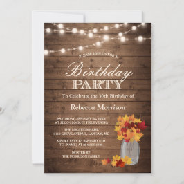 Invitación Caída deja Rustic String Lights Birday Party