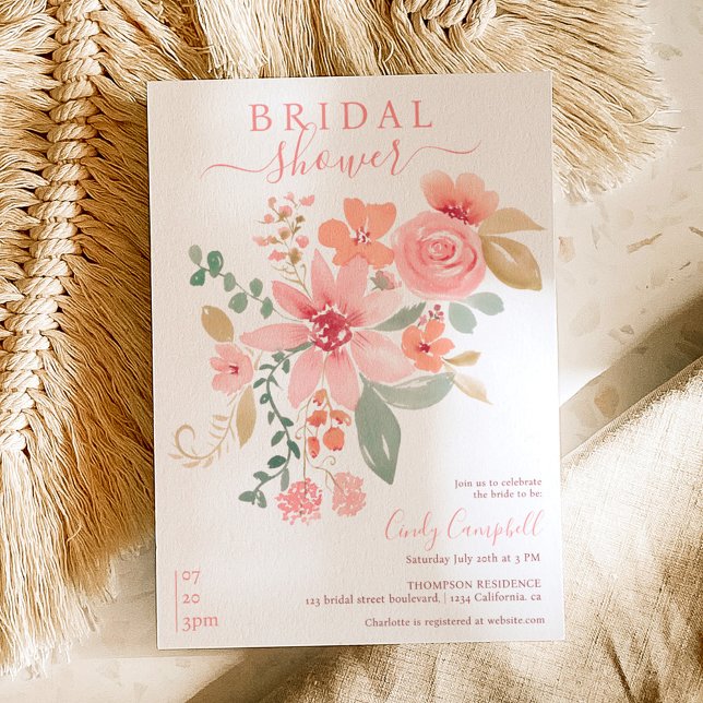 Invitación Caída del Boho acuarela floral ducha de novia (Subido por el creador)