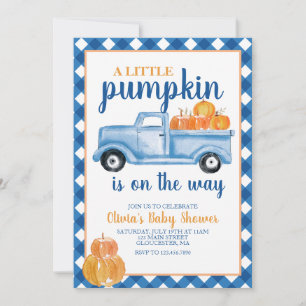 Invitación Caída del camión azul de la pequeña calabaza Baby 