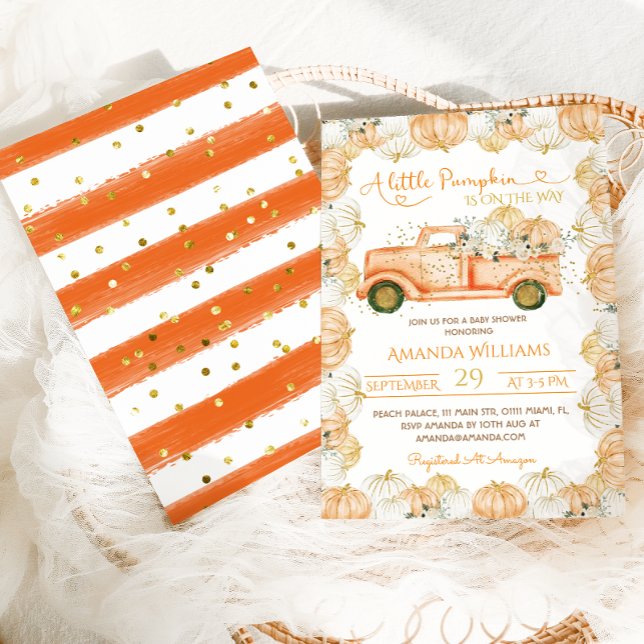 Invitación Caída del coche de calabaza floral Baby Shower (Subido por el creador)