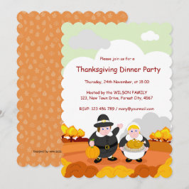 Invitación Caída del Día de Acción de Gracias / Escena de oto