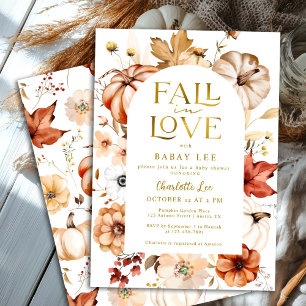 Invitación Caída del oro en Baby Shower de calabaza de arca f