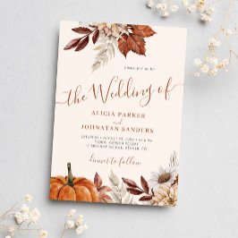 Invitación Caída del otoño boda botánico del código QR boho