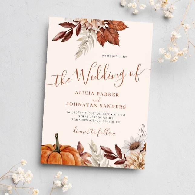 Invitación Caída del otoño boda botánico del código QR boho (Subido por el creador)