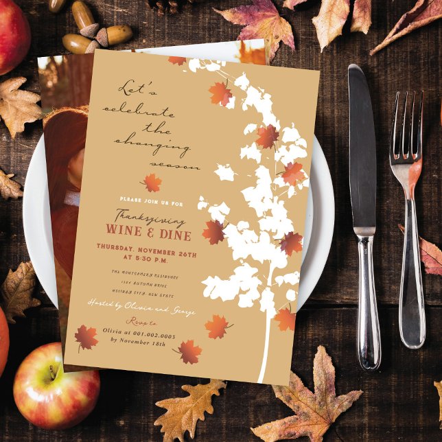 Invitación Caída del otoño deja al Fiesta de la cena de Acció (Subido por el creador)