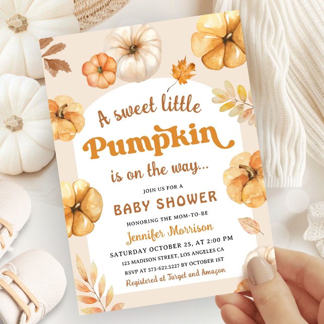 Invitación Caída del Retro de la Calabaza Baby Shower Género  (Subido por el creador)