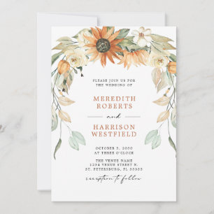 Invitación Caída del Wreath QR Código RSVP Boda de otoño