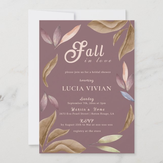 Invitación Caída en Amor Acuarela Sale De La Ducha Británica (Anverso)