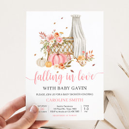 Invitación Caída En Amor Baby Shower De Calabaza Rosa