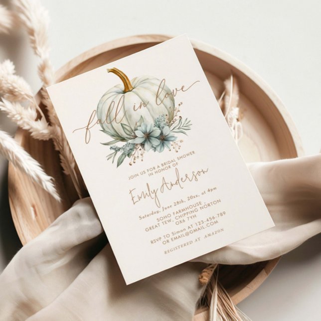 Invitación Caída En Amor Calabaza Floral Ducha De Novias (Subido por el creador)