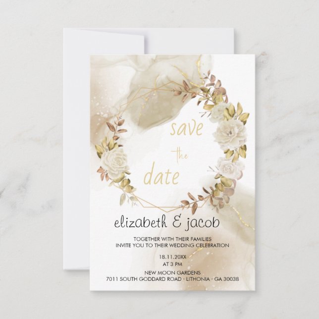 Invitación Caída en amor floral (Anverso)
