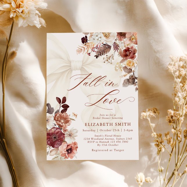Invitación Caída En Amor Floral Bow Blanco Ducha De Novias (Subido por el creador)