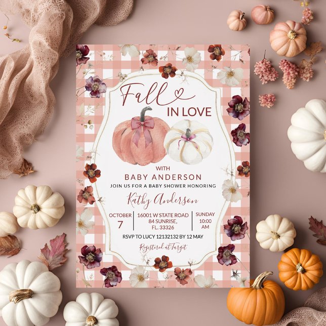 Invitación Caída en Amor Floral Chica De Calabaza Rosa Baby S (Subido por el creador)