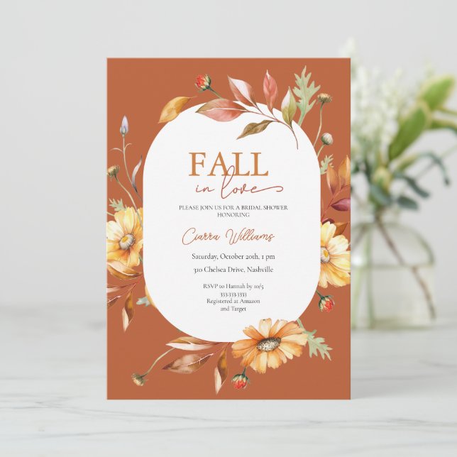 Invitación Caída En Amor Floral Ducha De Novias (Anverso de pie)