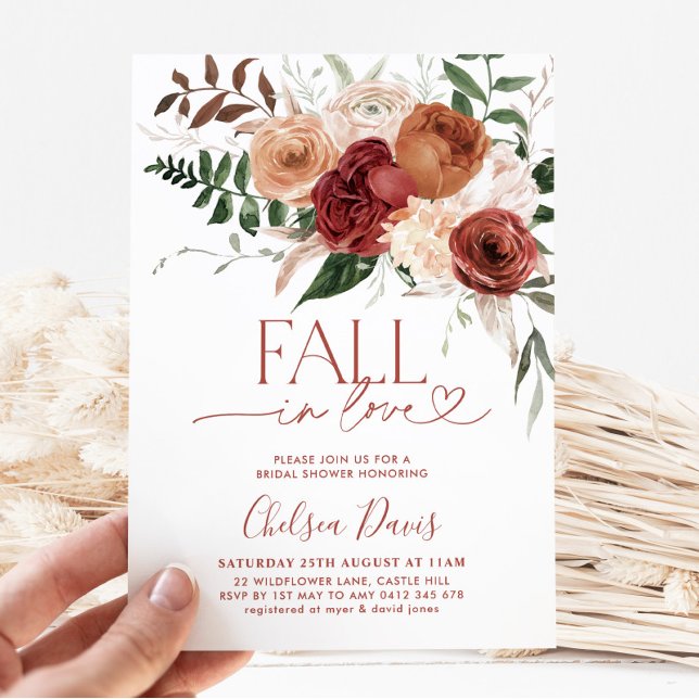 Invitación Caída En Amor Floral Ducha De Novias (Fall In Love - Bridal Shower Invitation)