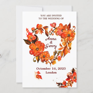 Invitación Caída en Amor Floral Rustica Otoño