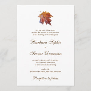 Invitación Caída en amor Naturaleza Tema acuarela Boda de hoj