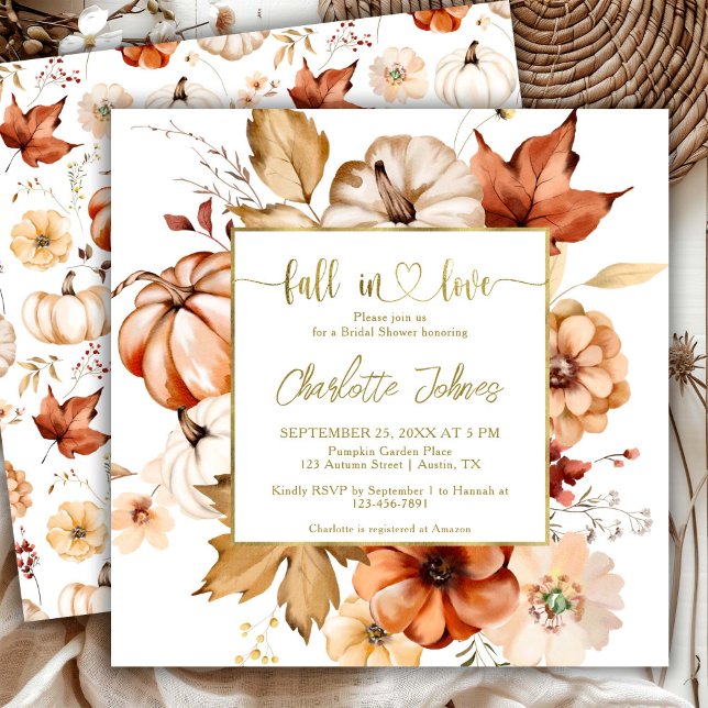 Invitación Caída En Amor Oro Terracota Floral Bridal Shower (Subido por el creador)