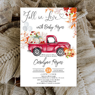 Invitación Caída en Amor Red Calabaza Camión Baby Shower