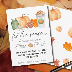 Invitación Caída en Baby Shower, calabaza pequeña, género neu