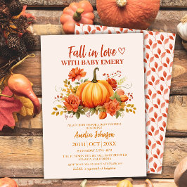 Invitación Caída en el amor acuarela calabaza floral ducha be