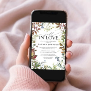 Invitación Caída En El Amor Acuarela Flor Silvestre Ducha De 