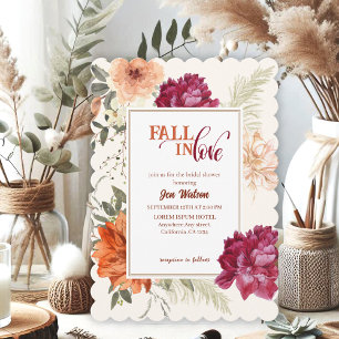 Invitación Caída en el amor acuarela otoño floral Ducha de no