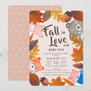 Invitación Caída en el amor Animales de Woodland Rosa Baby Sh