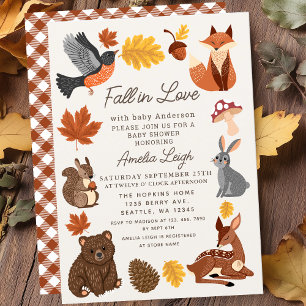Invitación Caída en el amor animales otoño en Baby Shower