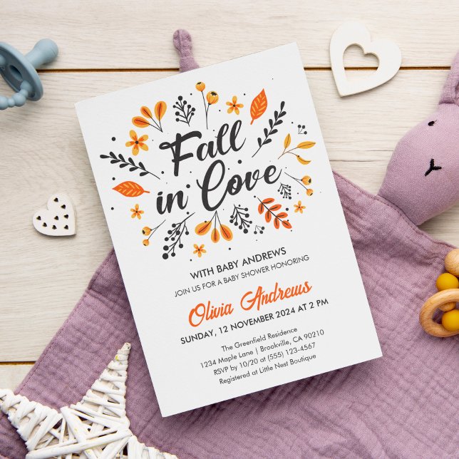 Invitación Caída en el amor Autumn Floral Wreath Baby Shower (Subido por el creador)