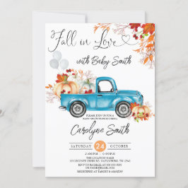 Invitación Caída en el Amor Azul Calabaza Camión Baby Shower