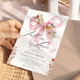 Invitación Caída en el amor Baby Shower con flores de color r