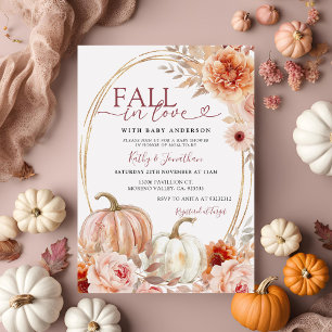 Invitación Caída en el amor Baby Shower de calabaza de marfil