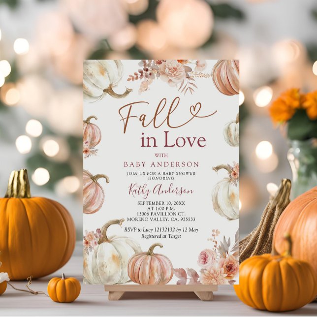 Invitación Caída en el amor Baby Shower de calabaza de marfil (Subido por el creador)