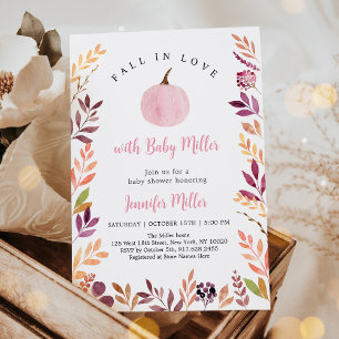 Invitación Caída En El Amor Baby Shower De La Hoja De Calabaz