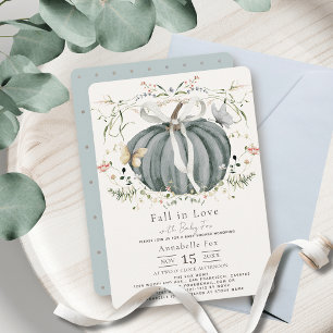Invitación Caída en el Amor Blue Pumpkin Wildflower Baby Show