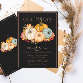 Invitación Caída en el amor Boda de calabazas de otoño negro