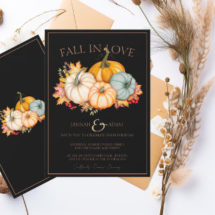 Invitación Caída en el amor Boda de calabazas de otoño negro