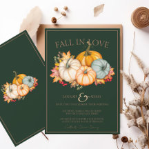 Caída en el amor Boda de calabazas de otoño verde