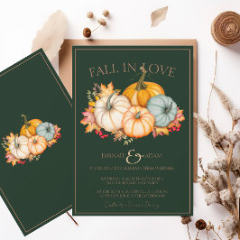 Invitación Caída en el amor Boda de calabazas de otoño verde